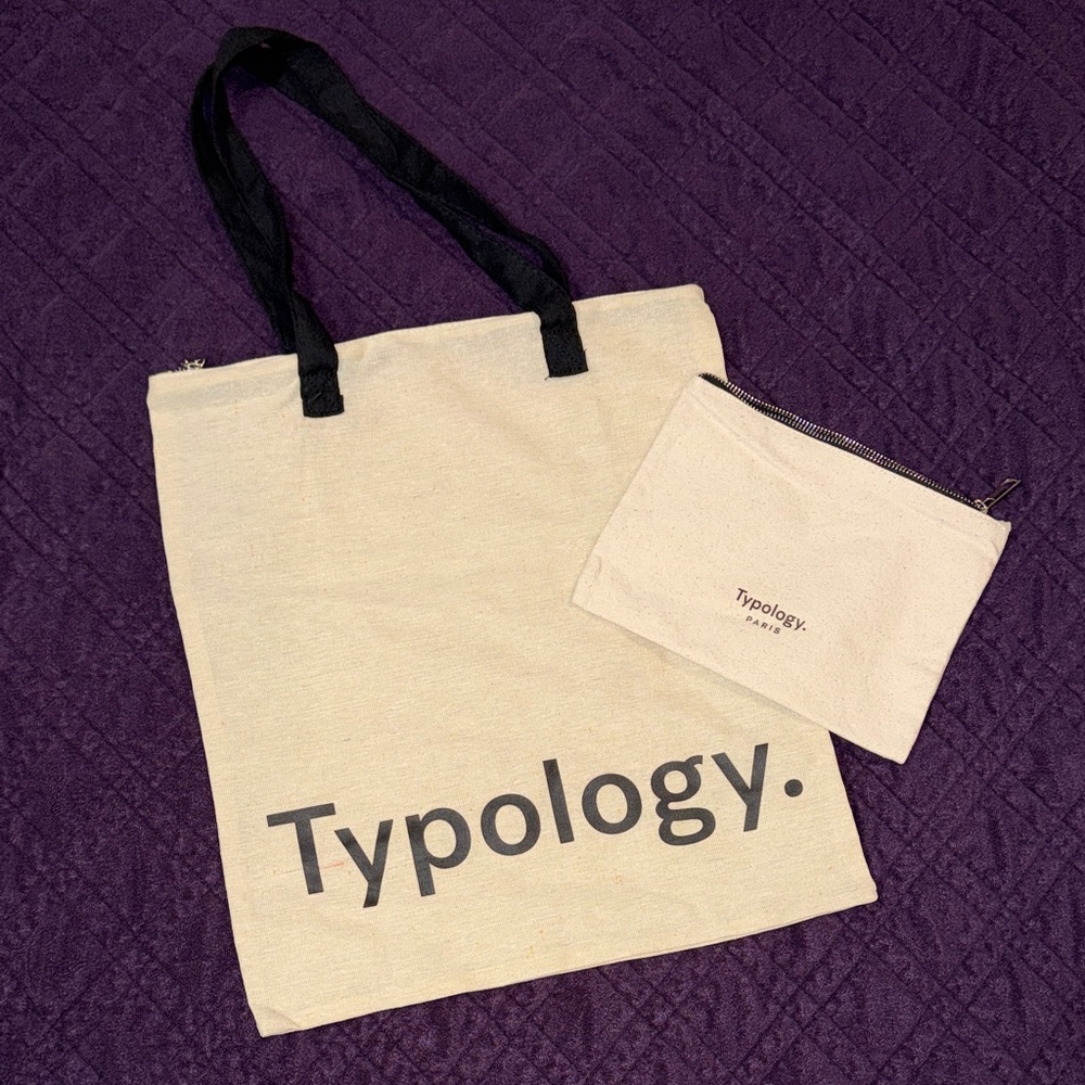 Typology Cream Tote Bag with Pouch